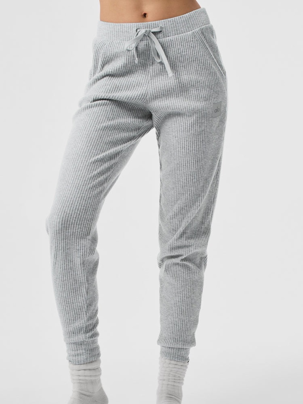 ALO Yoga Muse Ribbed Sweatpants Athletic Heather Grey XS